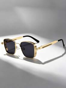 Vintage Steampunk Style Men's Metal Square Frame Fashion Glasses, Stylish And Exquisite, Lightweight And Portable - 黑色 - 查看 11