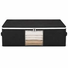 Holiday Decoration Storage, Clothing & Closet Storage, Clothing & Bedding, Blankets, Storage Bags, Foldable Zippered Storage Box, Large Capacity Clothing Storage Box, Grey With Handles - Black - View 8