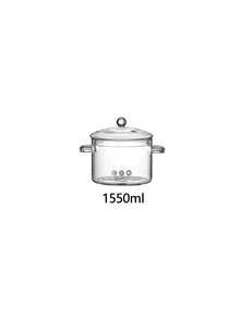 1.3L 1.5L 1.9L 透明寬口玻璃鍋，湯鍋、麵鍋、火鍋與湯鍋耐熱耐用，適用於明火，通用於電陶爐，附透明鍋蓋，適合廚房家用 - 彩色 - 查看 11