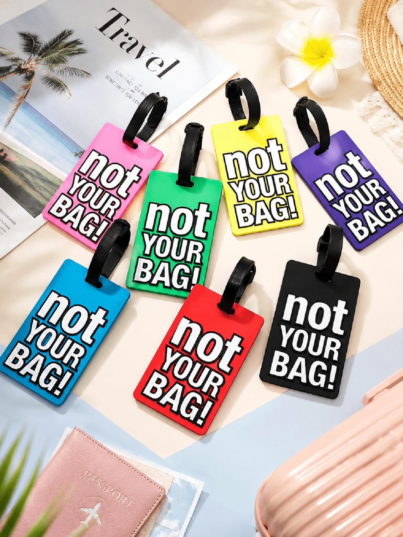 Etiqueta de equipaje de goma suave de PVC creativa, etiqueta de identidad de maleta estilo tarjeta de embarque de dibujos animados, etiqueta de bolsa de viaje anti-pérdida, accesorio de equipaje portátil y duradero