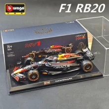 Burago Red Bull F1 模型車 1:24 大比例 F1 模型合金方程式賽車 紅牛/賓士/法拉利 F1 豪華收藏版禮盒 + 壓克力防塵罩 + 精美底座，生日禮物裝飾擺件 - 彩色 - 查看 3