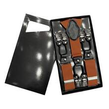 Amo Sombrinha 6 Pieces Premium European Style Solid Suspenders For Men, Gentleman Suspenders, In Stock, Suit Pants Suspenders, Durable And Fashionable High Elasticity, Suit Suspenders, Adjustable Clip Suspenders, Unisex, Black Work Party Suit Wedding Prom Church - 亮橙色 - 查看 4