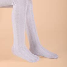 Textured Cotton Tights For Children And Babies, Sizes 0-6, Basic Colors. - Blanco y rosa trabajado - Ver 5