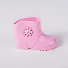 Baby Girl's Rain Boot With Flower Decoration, Lightweight, Waterproof, Non-Slip - Baby Pink - View 3