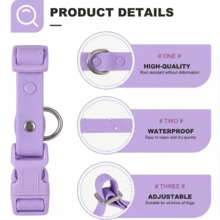 PVC Waterproof, Odor-Resistant, Rust-Proof Dog Collar, Easy To Clean Adjustable Buckle, Suitable For Small, Medium And Large Dogs - Purple - View 3