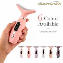 GANLAIX 1件紅藍光美容儀，便攜式臉部與頸部按摩器，USB充電500mAh美容工具，具備加熱與震動功能，易於操作，聖誕新年禮物 - 彩色 - 查看 3