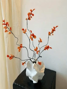 ZaiYe 1片/5片/8片仿真榕树叶，长茎 - 非常适合插花、家居和办公室装饰 - 可用作花瓶填充物和花束点缀 - 家居装饰、办公室装饰和母亲节礼物 - 橘色 - 查看 12