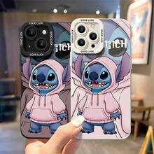 Disney Lilo & Stitch Phone Case - Adorable Illustration Of Stitch Wearing A Cozy Pink Hoodie, Grinning Widely, With The "Lilo & Stitch" Logo Above And A Faded Hoodie-Clad Stitch In The Background, Compatible With IPhone 17, 16, 15, 14, 13, 12, 11 Pro Series And Galaxy S22, S23, S24, S25 Models, Ideal For Birthdays, Holidays, Anniversaries, Graduation Gifts, Or Any Special Occasion To Surprise Family, Friends, Classmates, And Loved Ones. - màu đen - Xem 1