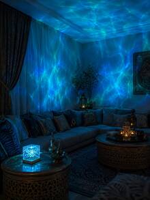 1pc [Ocean Wave Projection Light] Remote Control Square Water Ripple Night Light, Suitable For Living Room, Study, Home Theater, Home Decor - Multicolor - View 6