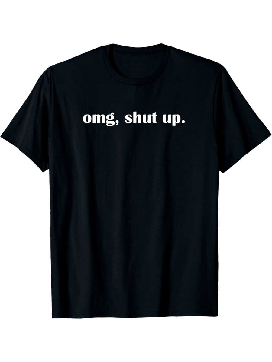 1 Sarcastic And Funny Graphic T-Shirt - "OMG" Design, 100% Cotton, Crew Neck, Short Sleeve, Regular Fit, Casual Wear For All Seasons, Perfect For Thanksgiving - Black - View 1