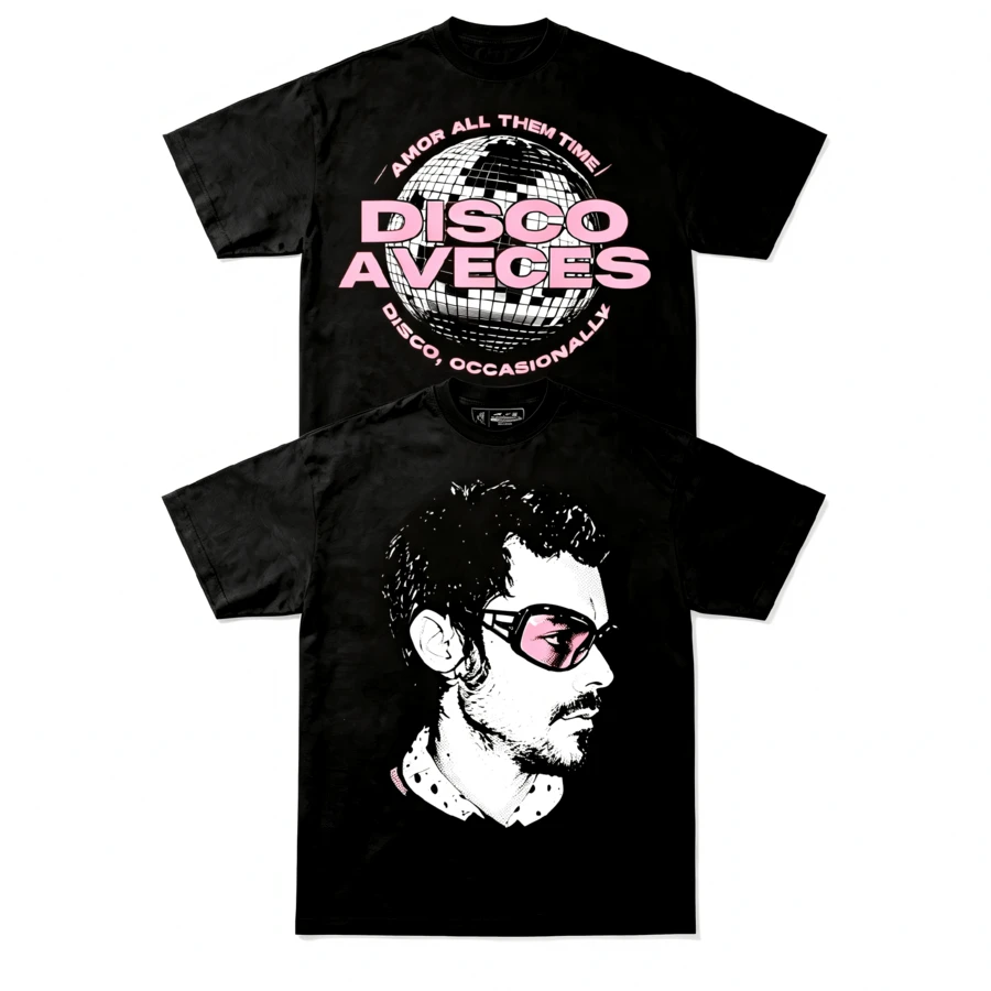 Playera de hombre manga corta con estampado TOGETHER, estilo street casual - Negro - Ver 1