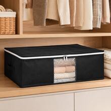 Holiday Decoration Storage, Clothing & Closet Storage, Clothing & Bedding, Blankets, Storage Bags, Foldable Zippered Storage Box, Large Capacity Clothing Storage Box, Grey With Handles - Black - View 10