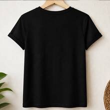 Playera para mujer con estampado de flor de loto y mandala, camiseta dama manga corta cuello redondo, blusa casual femenina, ropa cómoda para yoga meditación descanso y uso diario, playera gráfica juvenil, top con diseño espiritual suave, camiseta fresca para outfit relajado, blusa para leggings jeans o pantalón amplio, regalo para mujer, tallas varias, diseño armonioso color lavanda - Negro - Ver 5