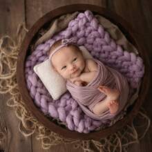 Newborn Photography Props Teddy Fleece Baby Pillow, Soft Infant Head Support Cushion For Photoshoot Studio Shooting Backdrop Accessories Baby Shower Gift - Multicolor - View 2
