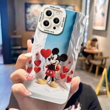 Disney Mickey Mouse Phone Case - Mickey Mouse Holding A Heart Balloon With A Backpack, Surrounded By Hearts, Compatible With IPhone 17, 16, 15, 14, 13, 12, 11 Pro Series And Galaxy S22, S23, S24, S25 Models, Ideal For Birthdays, Holidays, Anniversaries, Graduation Gifts, Or Any Special Occasion To Surprise Family, Friends, Classmates, And Loved Ones. - White - View 2