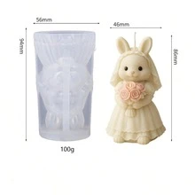 Cute Cartoon Rabbit Aromatherapy Candle Silicone Mold DIY Handmade Wedding Rabbit Aromatherapy Plaster Diffuser Stone Ornament Decoration Mold - Wedding Bunny - View 6