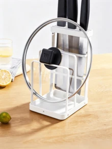 1pc Multifunctional Integrated Storage Rack For Knife Holder And Cutting Board, A Draining Rack For Kitchen Countertop Knives, Chopping Boards And Pot Lids. - Multicolor - View 4