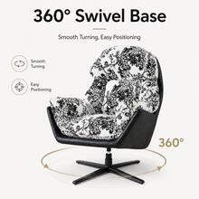 Modern Luxury Fabric Single Leisure Chair Swivel Sofa Recliner - Black - View 2