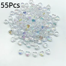 35/55/88/100/200Pcs Colorful Heart-Shaped Acrylic Beads Transparent Colorful Heart Beads For Jewelry Making DIY Craft Materials Random Colors - Multicolor - View 25