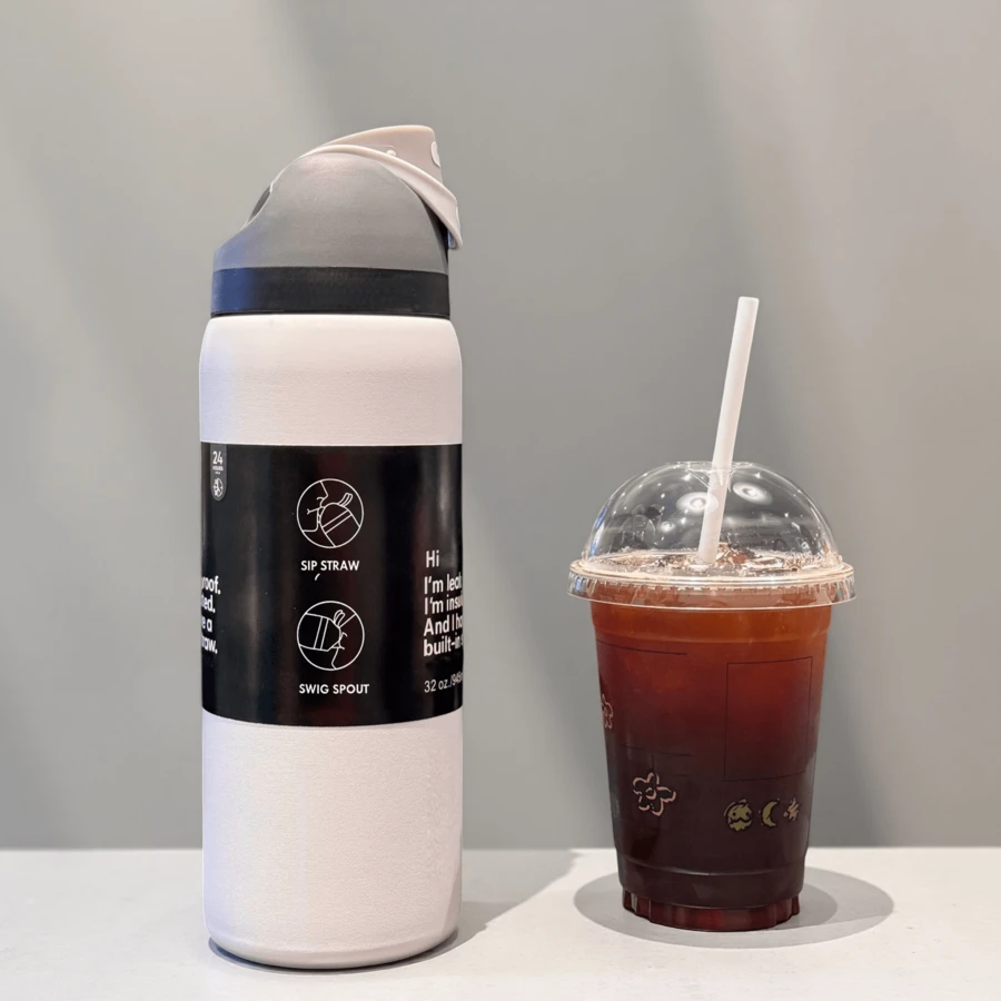 32oz/945ml Stainless Steel Insulated Travel Cup Double Drinking Ports Prevent Leakage, Keep Warm Or Cool, Multiple Colors Available, Energetic Hydration Without Burden, Suitable For Sports/Commuting/Daily Use - trắng - Xem 1