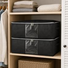 Holiday Decoration Storage, Clothing & Closet Storage, Clothing & Bedding, Blankets, Storage Bags, Foldable Zippered Storage Box, Large Capacity Clothing Storage Box, Grey With Handles - Black - View 5