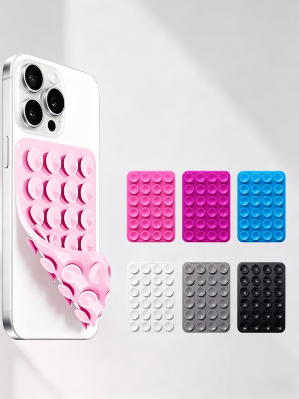 1/2 piezas Soporte de teléfono con ventosa de silicona de doble cara de 24 tazas, agarre de teléfono manos libres y soporte adhesivo para iPhone y Android, soporte adhesivo portátil para selfie, video, maquillaje, ducha, gimnasio, yoga, viajes y artículos esenciales para dormitorio
