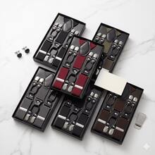 Amo Sombrinha 6 Pieces Premium European Style Solid Suspenders For Men, Gentleman Suspenders, In Stock, Suit Pants Suspenders, Durable And Fashionable High Elasticity, Suit Suspenders, Adjustable Clip Suspenders, Unisex, Black Work Party Suit Wedding Prom Church - 亮橙色 - 查看 6