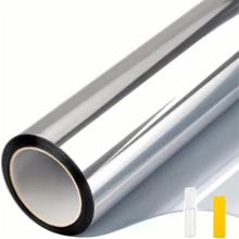 One-Way Mirror Window Film: Mirror Reflective Window Film, Privacy, Heat Insulation, UV Protection, Anti-Glare, Safety Window Film, Sun Blocking Window Film, Suitable For Home, Office (Silver-Silver) - Silver - View 29