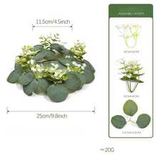 1/4 Candle Ring, Durable And Realistic Small Flower Wreath, Paired With Artificial Green Eucalyptus Leaves, Bohemian Style Small Flower Wreath, Suitable For Indoor Cylindrical Candle Holders, Suitable For Spring And Summer Weddings, Desktop Christmas Decoration - Olive Green - View 11