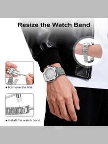 1 Set Watch Repair Tools, Including Adjustable Stainless Steel Watch Band Chain Pin Remover, Replaceable Pin Tips, Watch Band Spring Bar Removal Tool, Suitable For Stainless Steel Band Adjustment And PU Leather Band Removal. Perfect Gift. - Silver - View 6
