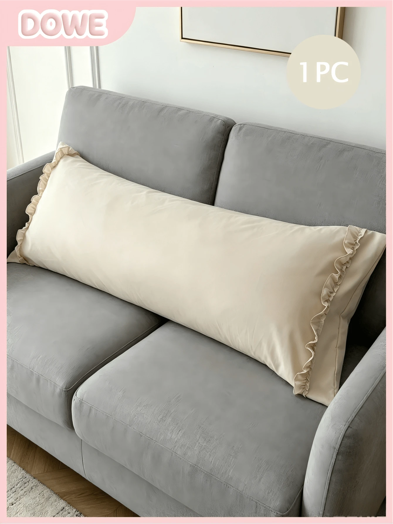 1pc 100% Polyester Solid Color Lace Long Pillowcase, Lightweight And Elegant, Soft As A Cloud, Suitable For Bedding And Sofa Decoration (Pillow Insert Not Included)