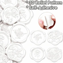 20入 3D 浮雕蠟封貼紙，信封封口貼，自黏貼紙，適用於婚禮、派對、生日、聖誕節 - 3D 花 - 查看 6