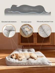 Extra-Large Thick Pet Bed, Luxurious Pet Sofa With Protective Padding, Washable And Cleanable, Scratch-Resistant And Wear-Resistant, Anti-Slip Base, High-Density Comfortable Soft Cushion, Fluffy And Soft Dog Bed, Large Space, Suitable For Multiple Pets, Suitable For Indoor Use, High Appearance And Does Not Take Up Much Space. - Grey - View 9