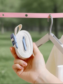 Jemuran Portabel yang Dapat Diatur dengan Desain Anti-Selip dan Tahan Angin, Sempurna untuk Aktivitas Luar Ruangan, Dalam Ruangan, Asrama, Hotel, Perjalanan Bisnis, dan Liburan. Tali Jemuran Penting untuk Mengatur Pakaian. - View 3