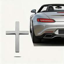 2PCS Christian Cross Car Emblem Sticker – Solid Metal Jesus Cross Badge Decal For Auto Trunk Tailgate Side Fender, Religious Car Decoration - A - 查看 2