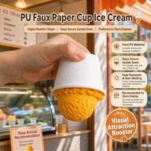 Large-Sized Simulated Paper Cup Ice Cream Model. Adopting Rigid PU Material, It Is High Temperature Resistant, Hard To Damage And Available For Long-Term Use. Suitable For Counter Display In Dessert Shops And Ice Cream Parlors, It Can Attract Customers And Effectively Increase Conversion Rate. - Paper Cup Ice Cream Ball Model - View 2
