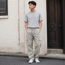 Calça Cargo Masculina Sarja Sem Elastano com Cintura Elástica e Estilo Streetwear - c/02 - Visão 1