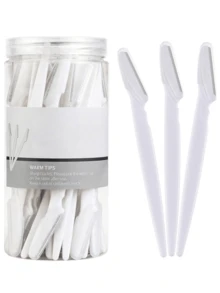 30/24/12/6/3/1pcs White Eyebrow Trimmer And Razor Set, Eyebrow Trimmer And Razor, Exfoliating And Hair Removal Tool, Body Hair Trimmer And Face & Eyebrow Razor Set, Long Handle Blade With Precision Protective Cover, Makeup, Affordable, Room Decor, Vanity, Travel, Bedroom, Makeup Accessories, Eyebrow Razor, Cheap, Christmas Gift, Cosmetics, Makeup Tools, Cheap Goods, Gift, Women's Gift, Christmas Gift, Giveaway, Travel, Cheap Items, Travel Essentials - White - View 1