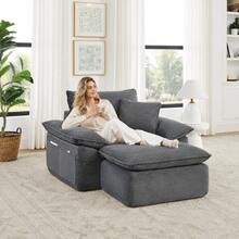 Frameless Sofa With Sleeping Function – Cloud Sofa, One-Seater Floor Sofa With Soft Upholstery, No Assembly Required, With Footrest, Storage Pockets, Modular Combination, For Living Room And Office - Light Grey - View 5
