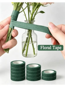 6 Rolls Green Floral Tape, Dark Green Waterproof Floral Tape Suitable For Fresh Flowers, Floral Arranging, Flower Bouquets, Wedding Bouquets, Floral Crafts And DIY - Light Green - View 4