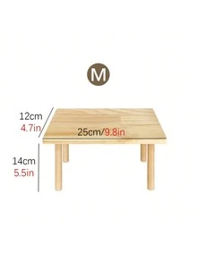1/2pcs 2-Tier Climbing Platform Landscape Decor Hamster Hideout Quail Digging House Solid Wood Desktop Pet Toy Natural Wood Color Suitable For Hamster, Gerbil, Mouse, Rat Animal Cage Accessory Wooden Platform Playground - A - View 16