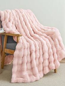 1 pieza Manta de felpa de piel sintética marrón, azul claro, caqui, rosa y blanco, suave & cálida, estilo de lujo, manta multiusos, fácil cuidado, ligera & versátil, manta de cama de pelo largo esponjoso de lujo, suave & cómoda, adecuada para sala de estar, dormitorio, sofá, lavable a máquina, manta esencial de invierno - Multicolor - Ver 5