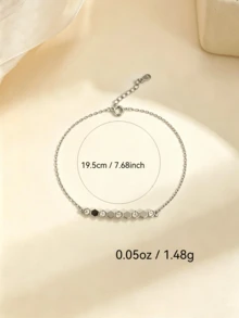 1件純銀女款手鍊，六角形鑽石設計，時尚百搭日常疊戴飾品 - 銀色 - 查看 4