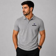 Camisa Polo Caminhão Caminhoneiro Masculino Gola Polo - Cinza Claro - Visão 1