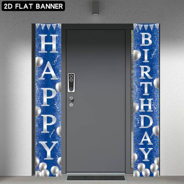 Phông nền banner chúc mừng sinh nhật phẳng 2D, nền xanh với chữ bạc, chủ đề sinh nhật, trang trí bằng bóng bạc và cờ tam giác, làm từ chất liệu polyester, không cần điện, hoàn hảo cho các buổi tiệc sinh nhật trong nhà và ngoài trời, có thể dùng làm trang trí cửa, phông nền chụp ảnh, phù hợp cho các buổi họp mặt gia đình, sự kiện sinh nhật văn phòng, tiệc ngoài trời, trang trí studio, quà tặng ngày lễ, nhẹ và dễ treo, phong cách trang trí đơn giản và thanh lịch, có thể nâng cao hiệu quả không khí sự kiện sinh nhật
