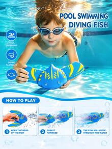 1pc Kids Underwater Diving Fish Toy, Manta Ray Pool Glider, Water-Powered Swimming Toy, Adjustable Fins, Summer Outdoor Pool Party Game 3+ Years - 301 Diving Fish - View 2