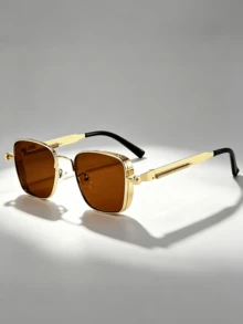 Vintage Steampunk Style Men's Metal Square Frame Fashion Glasses, Stylish And Exquisite, Lightweight And Portable - 黑色 - 查看 13