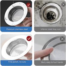 2pcs Rust-Proof Stainless Steel Kitchen Sink Strainer, Large Wide Rim Drain Filter, Anti-Clog Micro-Perforated Mesh Food Waste Catcher & Stopper, Durable Metal Basket For Vegetable Washing, Easy Clean & Universal Fit Standard Sinks, Long-Lasting Kitchen Accessory - View 9