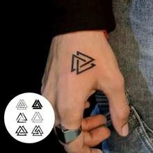 Viking Men's Temporary Tattoo Stickers - Realistic Nordic Triangle Symbol Waterproof Body Art, Lasts 1-2 Weeks, Easy To Apply And Remove - Beginner Friendly, Rugged Geometric Pattern For Holiday Parties, Party Accessories, Viking Stickers - 萬聖節 - 查看 6