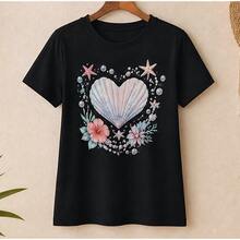 Camiseta casual de manga corta para hombre de  con estampado de ilustración de Stitch usando gafas de moda, adecuada para uso al aire libre, top de verano para hombre - Negro - Ver 4